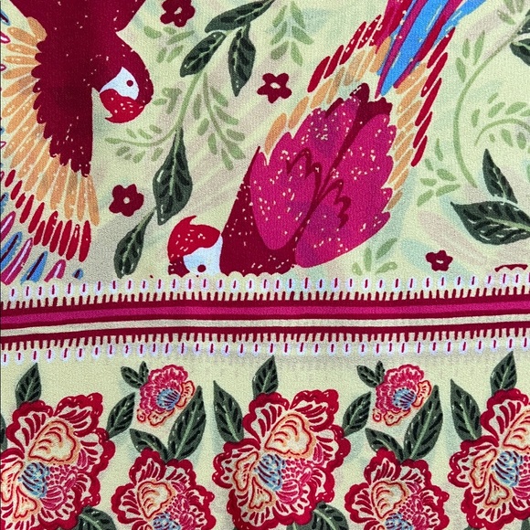 RACHEL Rachel Ray Bright Yellow Parrot Print Flutter Sleeve Top NWT Size S - Picture 7 of 14